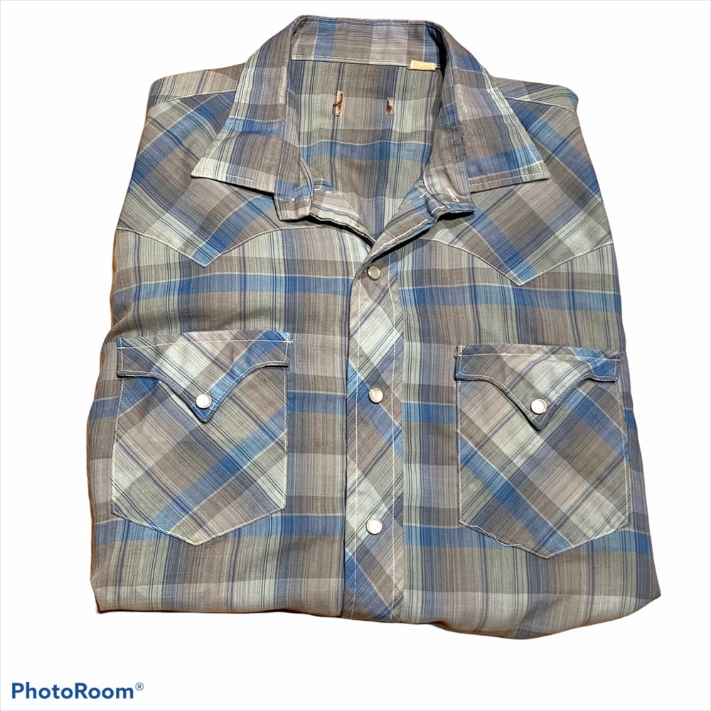 Vintage western plaid shirt pearl snap buttons